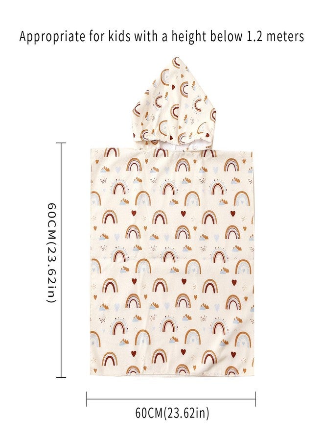 CoolaPeach منشفة حمام وشاطئ بغطاء رأس للأطفال الصغار من كولا بيتش - بونشو قابل للارتداء مصنوع من الألياف الدقيقة، ناعم وسريع الجفاف | مناسب للأطفال بطول 1-1.2 متر | للحمام، حمام السباحة، الشاطئ (قوس قزح) - Image 2